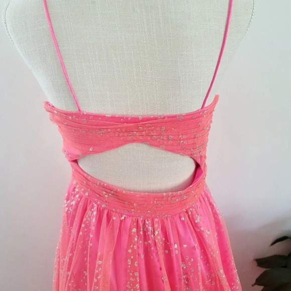Hailey Logan Adrianna Papell Hot Pink Barbie Sleeveless Glittter Gown Dress 5/6 - Picture 9 of 16